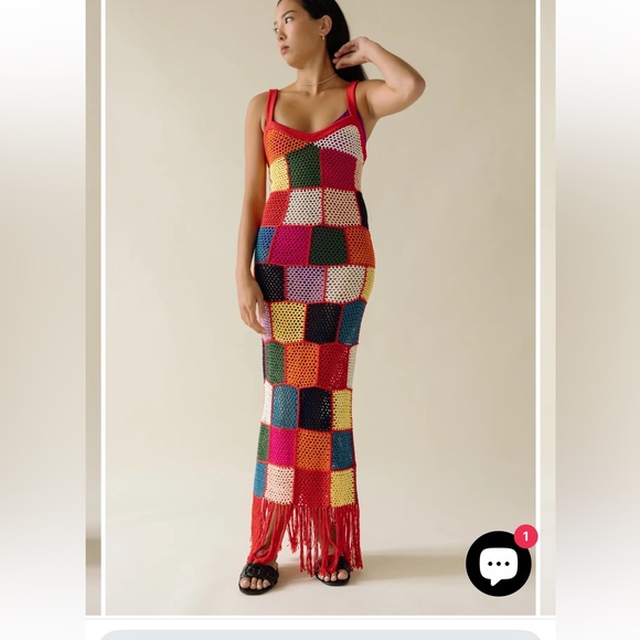 XS, NWT, Carolina K, Vera Crochet Dress, multicolor, Maxi length, 100% Cotton - Picture 8 of 15